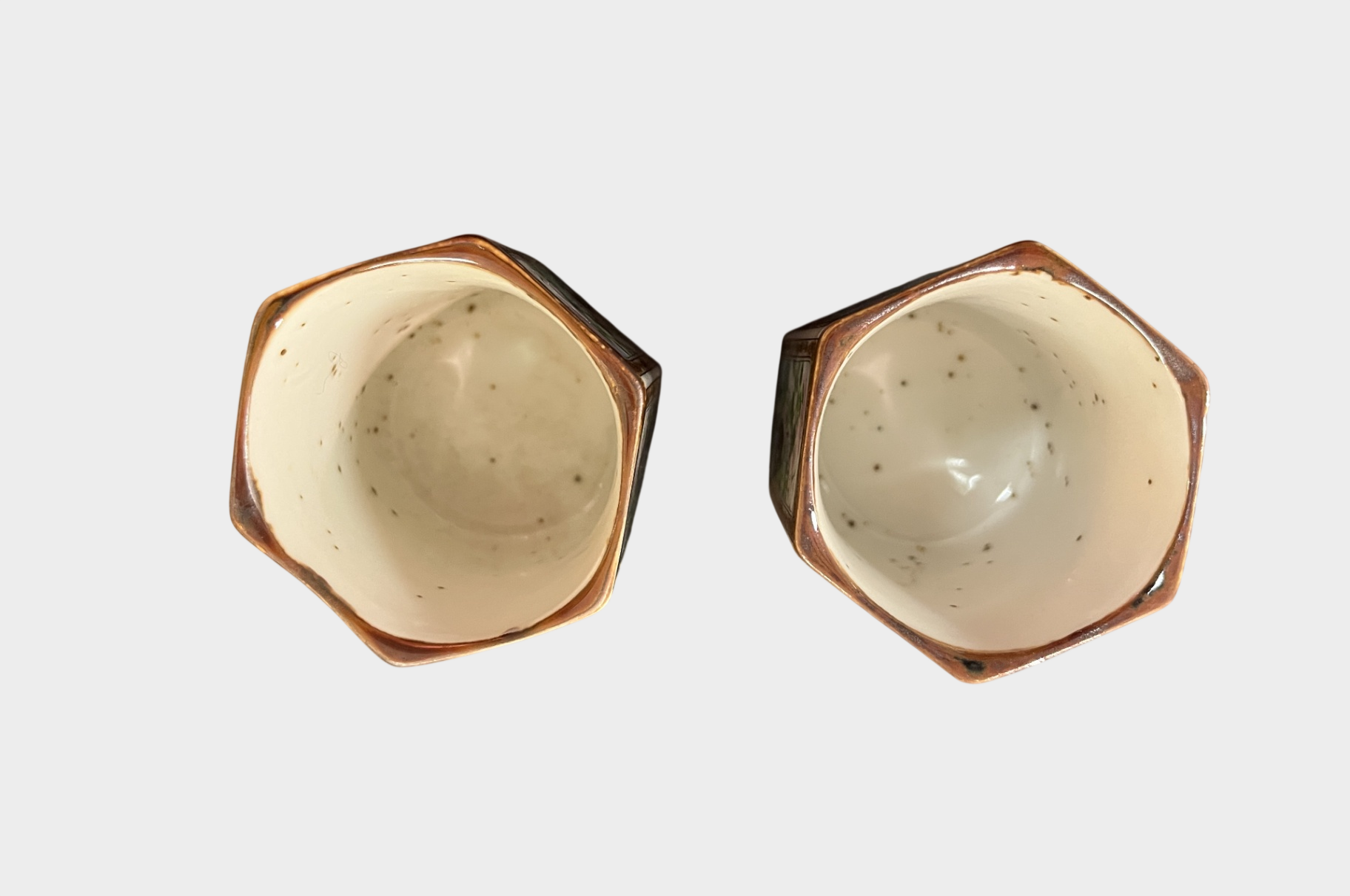 Teekannen Set Porzellan hexagonal handbemalt Enten Blumen Höhe 20 cm