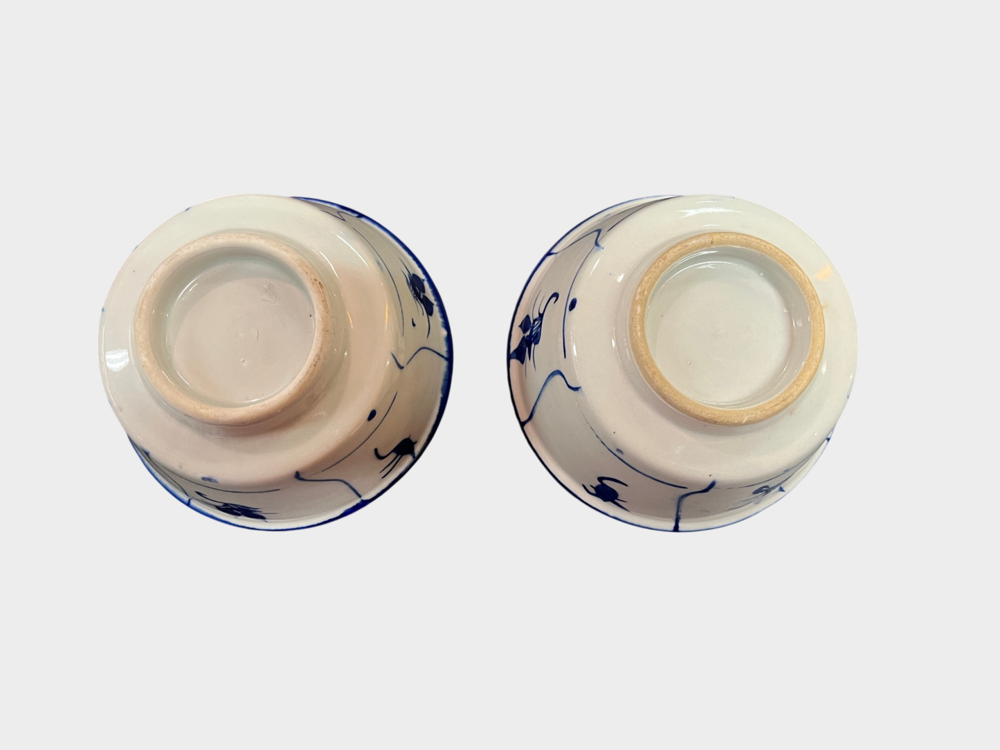 Handbemalte Keramikschalen 2 Stück blau weiß asiatisch Ø 12 cm