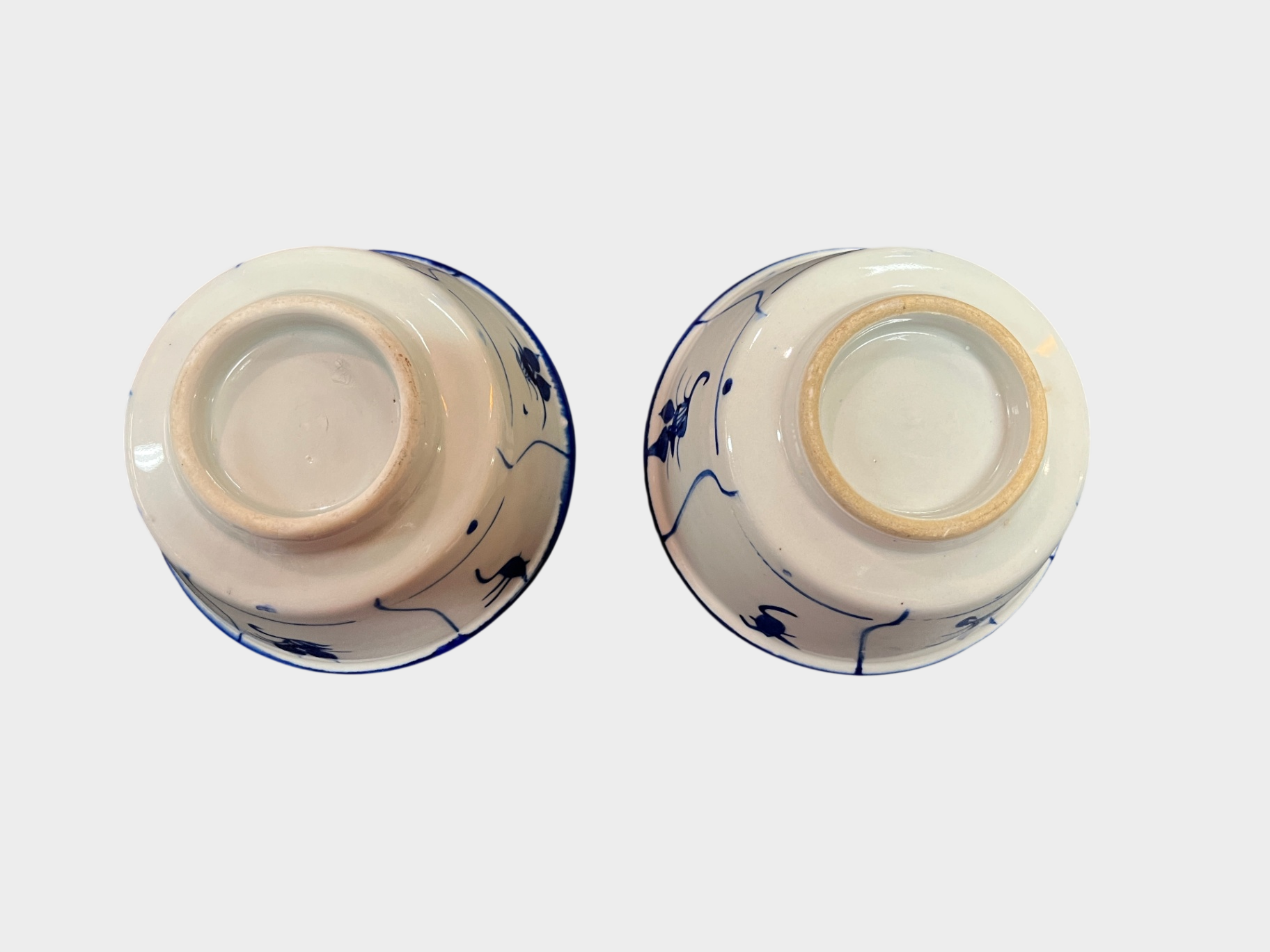 Handbemalte Keramikschalen 2 Stück blau weiß asiatisch Ø 12 cm