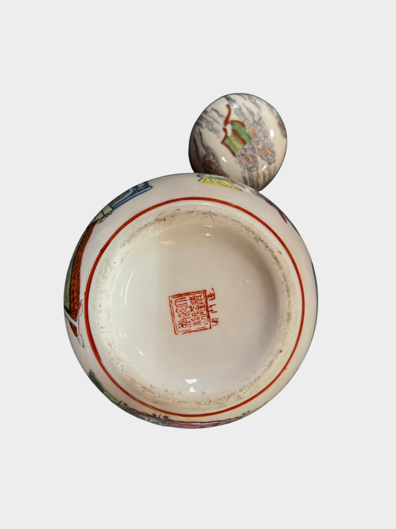 Porzellan Deckeldose Teedose China handbemalt Figuren Dekor