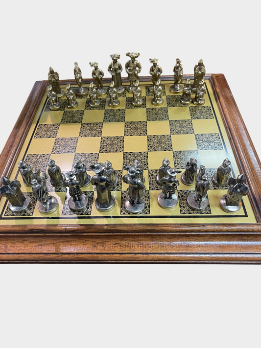 Schachspiel Weible Holz Messing Schachbrett mit Messingfiguren