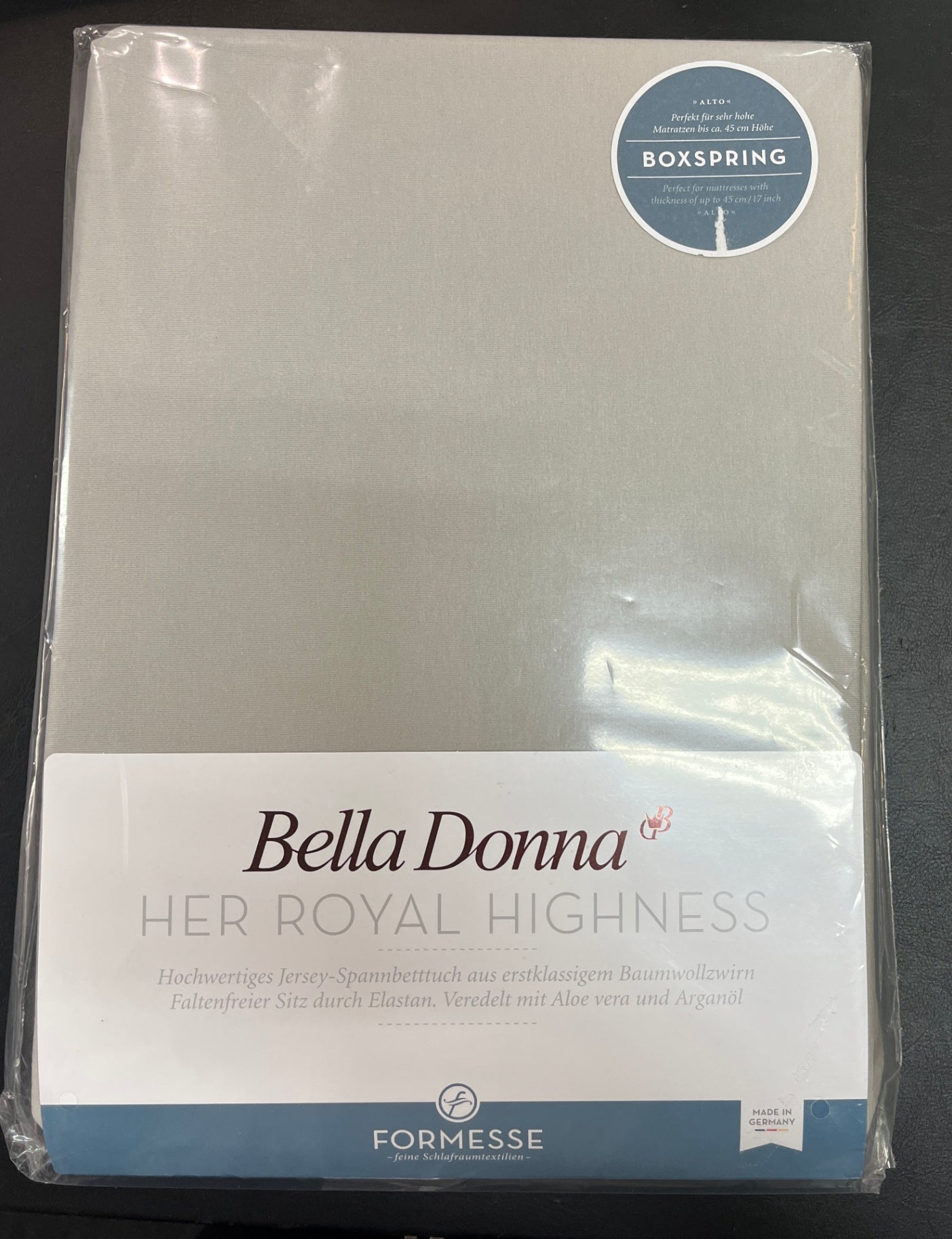 NEU Formesse Bella Donna Jersey Spannbettlaken Grau 90x190 cm bis 100x220 cm OVP