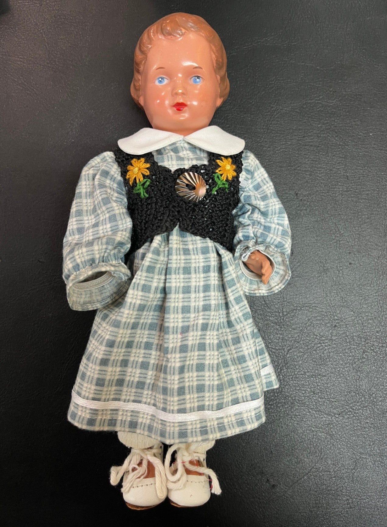 Cellba Trachtenpuppe Zelluloid ca 22 cm Kleidung original