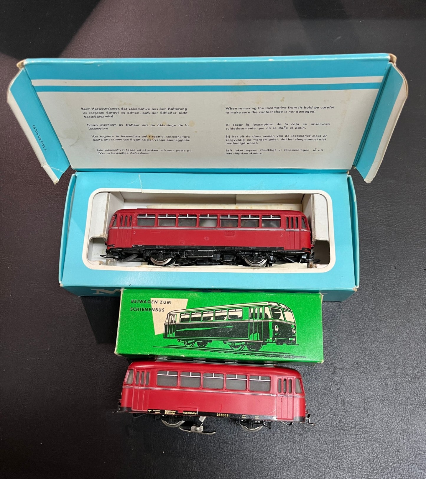 Märklin 3016 + 4018 Schienenbus VT98 + Beiwagen DB H0 OVP funktionstüchtig