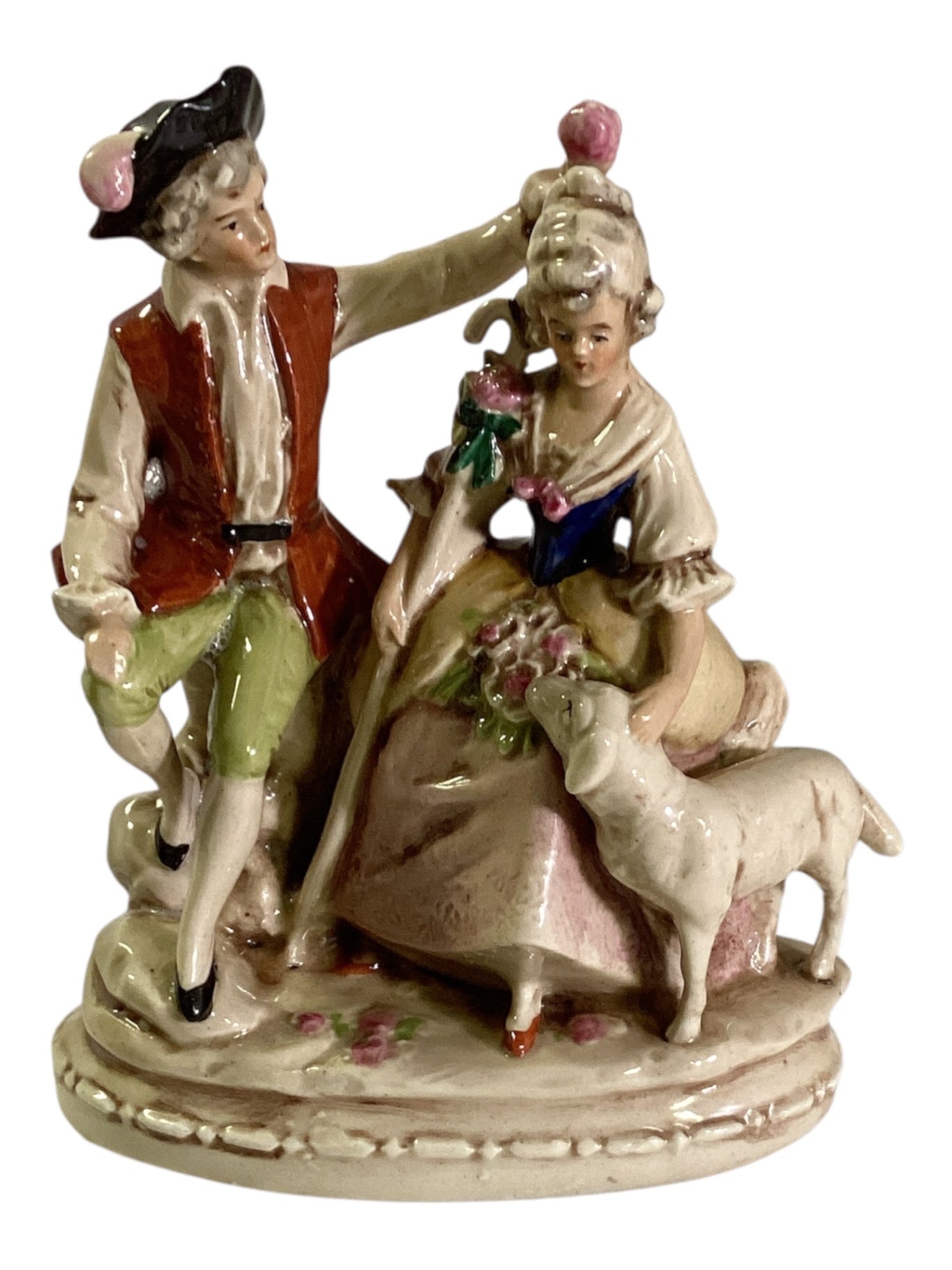 Porzellan Figur Rokoko Paar Schaf Handarbeit ca 15 cm