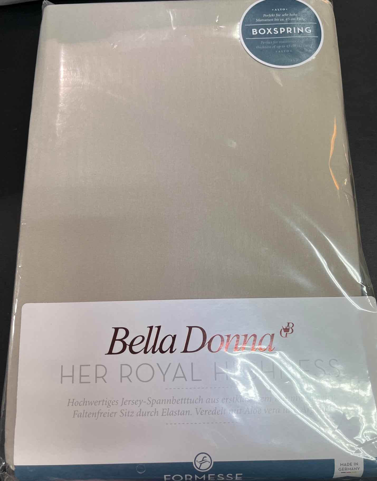 NEU Formesse Bella Donna Jersey Alto Spannbetttuch Perlgrau 180x190-200x220 cm