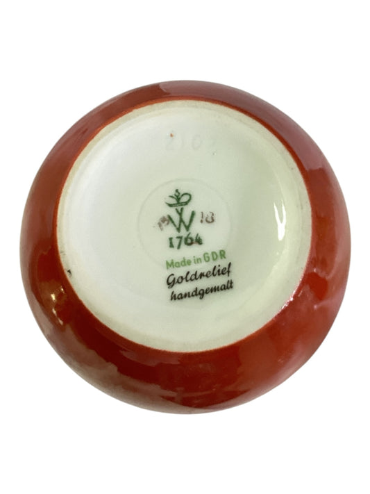 Porzellan Vase Rot Goldrelief handgemalt DDR ca 20 cm