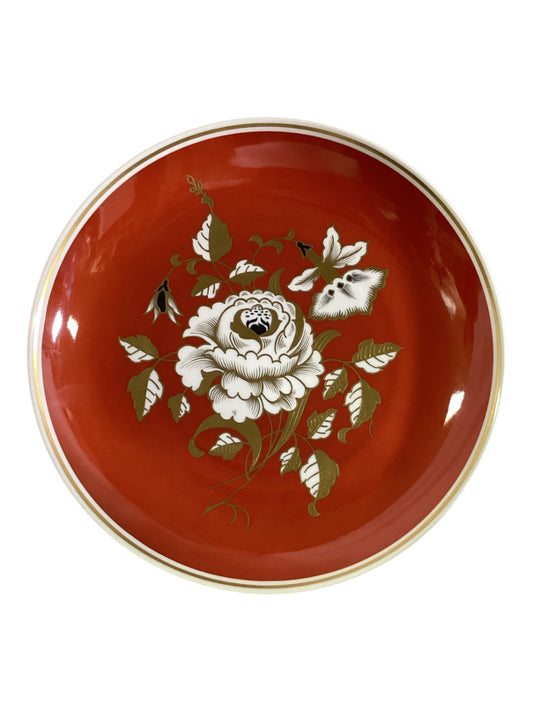 Porzellan Schale rot Golddekor Blumenmotiv 32 cm