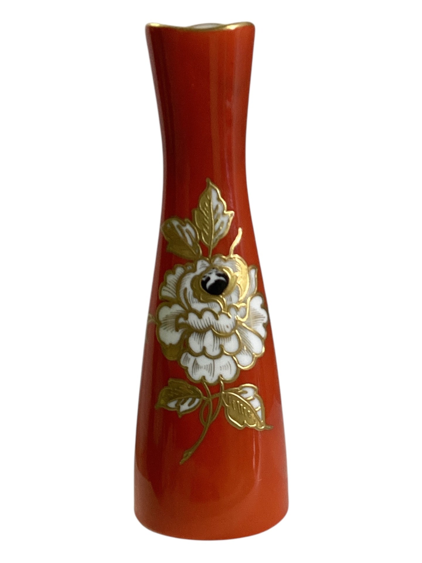 Porzellan Vase rot Goldrelief handgemalt 1764 Germany ca 16 cm