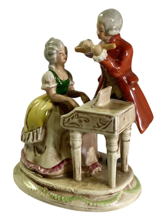 Porzellan Figur Musikszene Flötenspieler Cembalo Paar DDR ca 14 cm