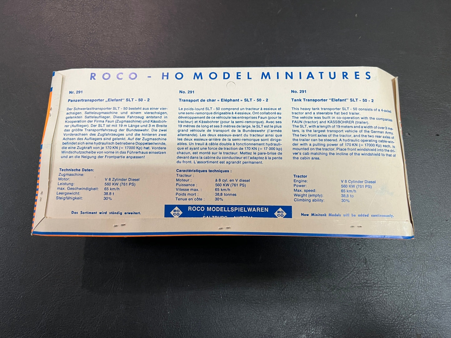 Roco Minitanks Panzertransporter Elefant SLT-50-2 H0 Nr 291 OVP