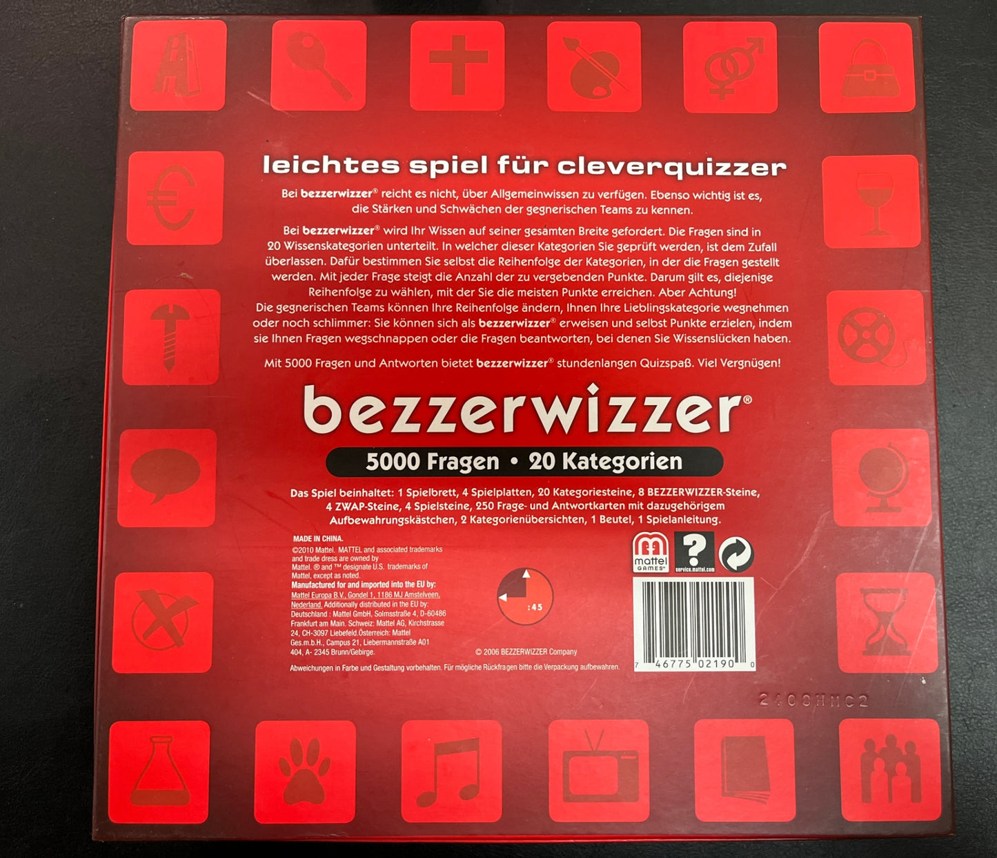 Bezzerwizzer Quizspiel 5000 Fragen Komplett Brettspiel Mattel