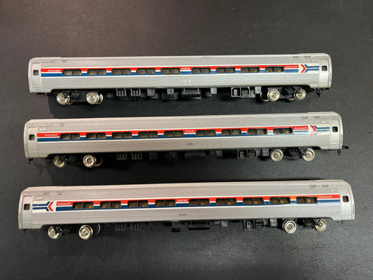 3er Set Bachmann H0 Amtrak Personenwagen 21134 Innenbeleuchtung