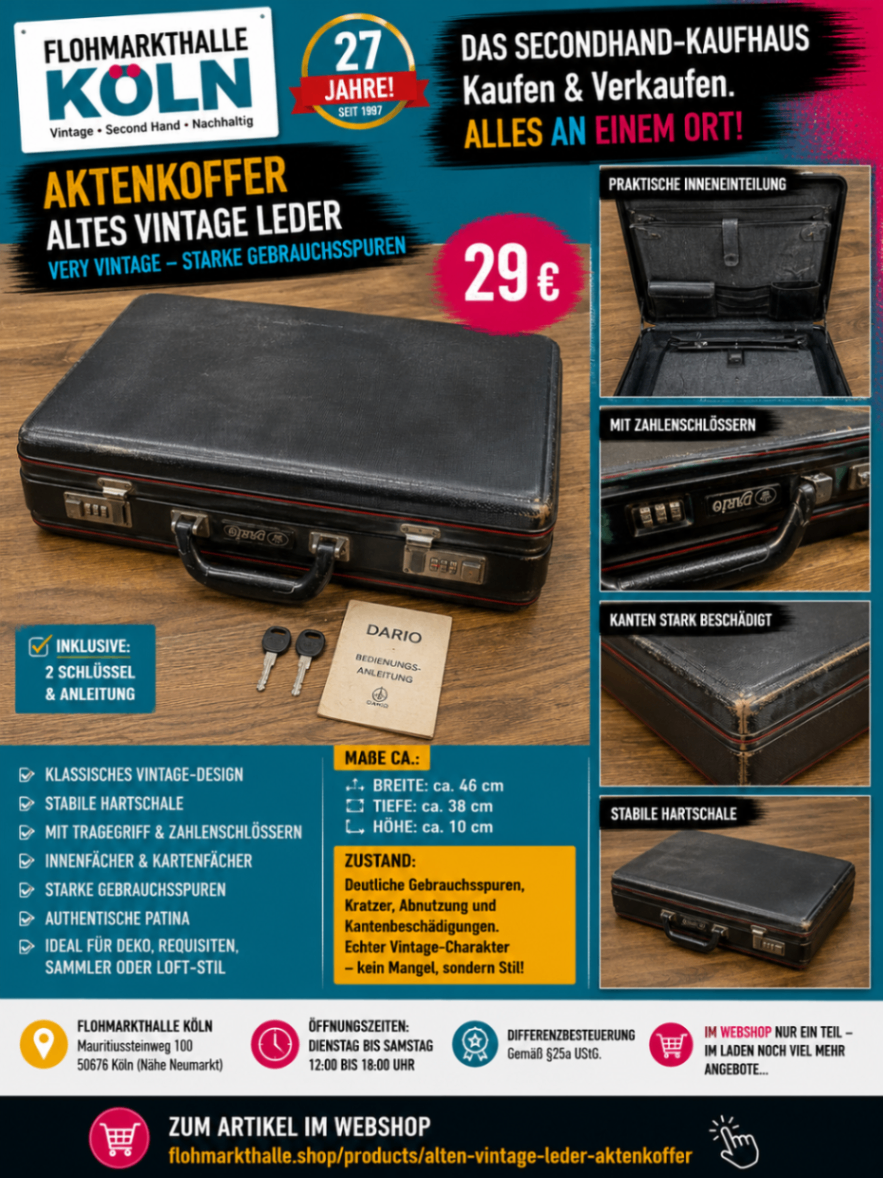 Dario Vintage Hartschalen-Aktenkoffer – Retro Business Klassiker mit Schlüssel