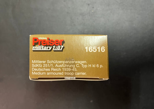 Preiser military 1:87 SdKfz 251/1 Ausf. C Halbkettenfahrzeug OVP