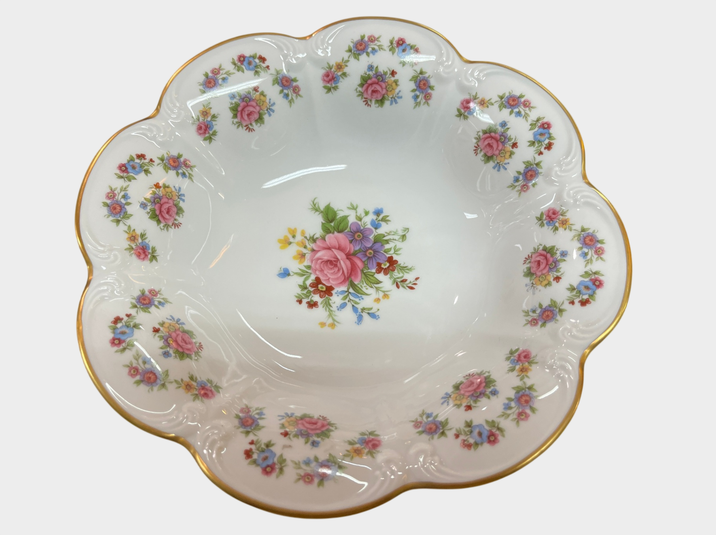 Alka Kunst Bavaria Schale Porzellan Goldrand Blumen 22 cm