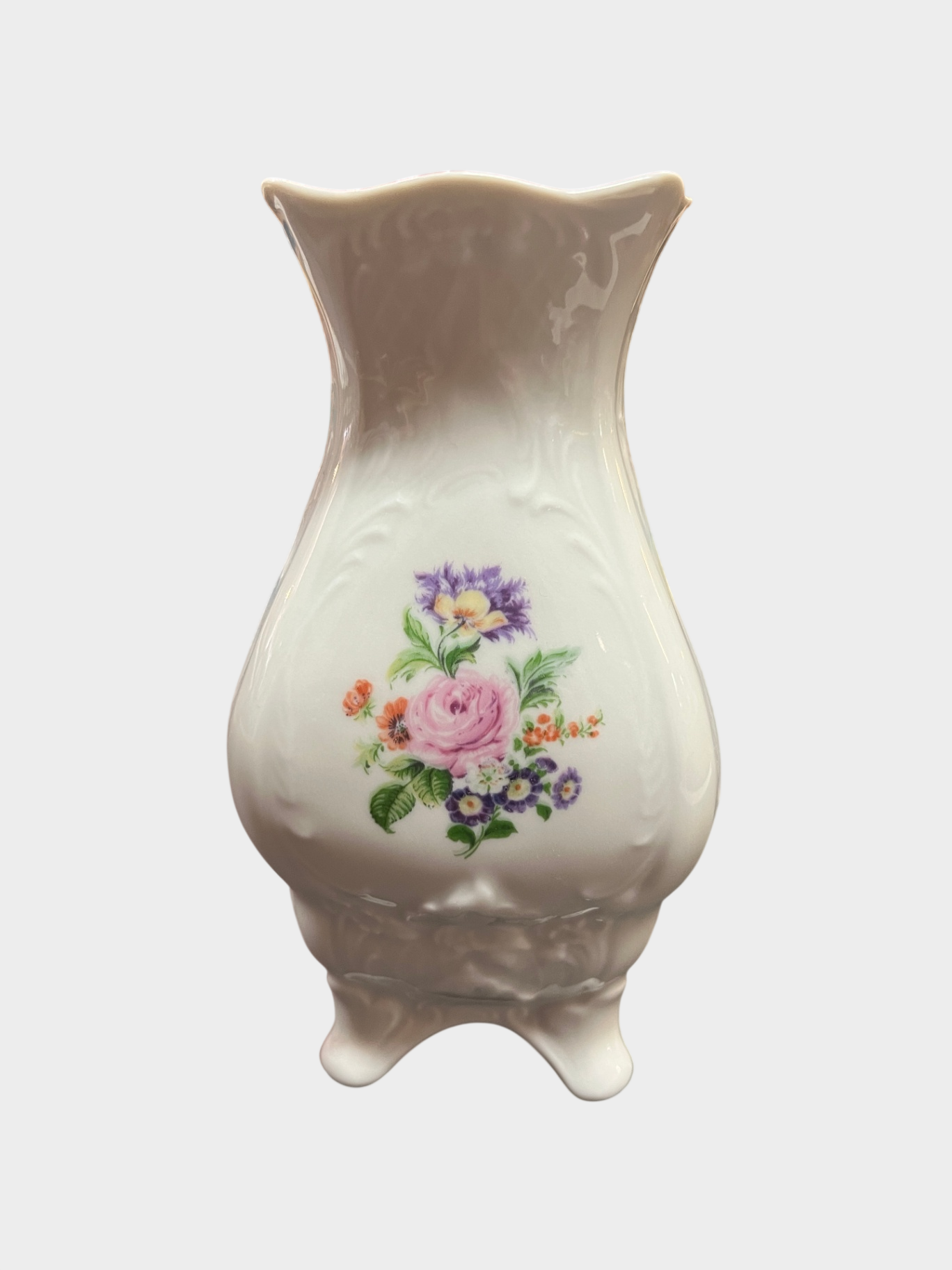 Unterweissbach Porzellan Vase Blumenmotiv Made in GDR 14 cm