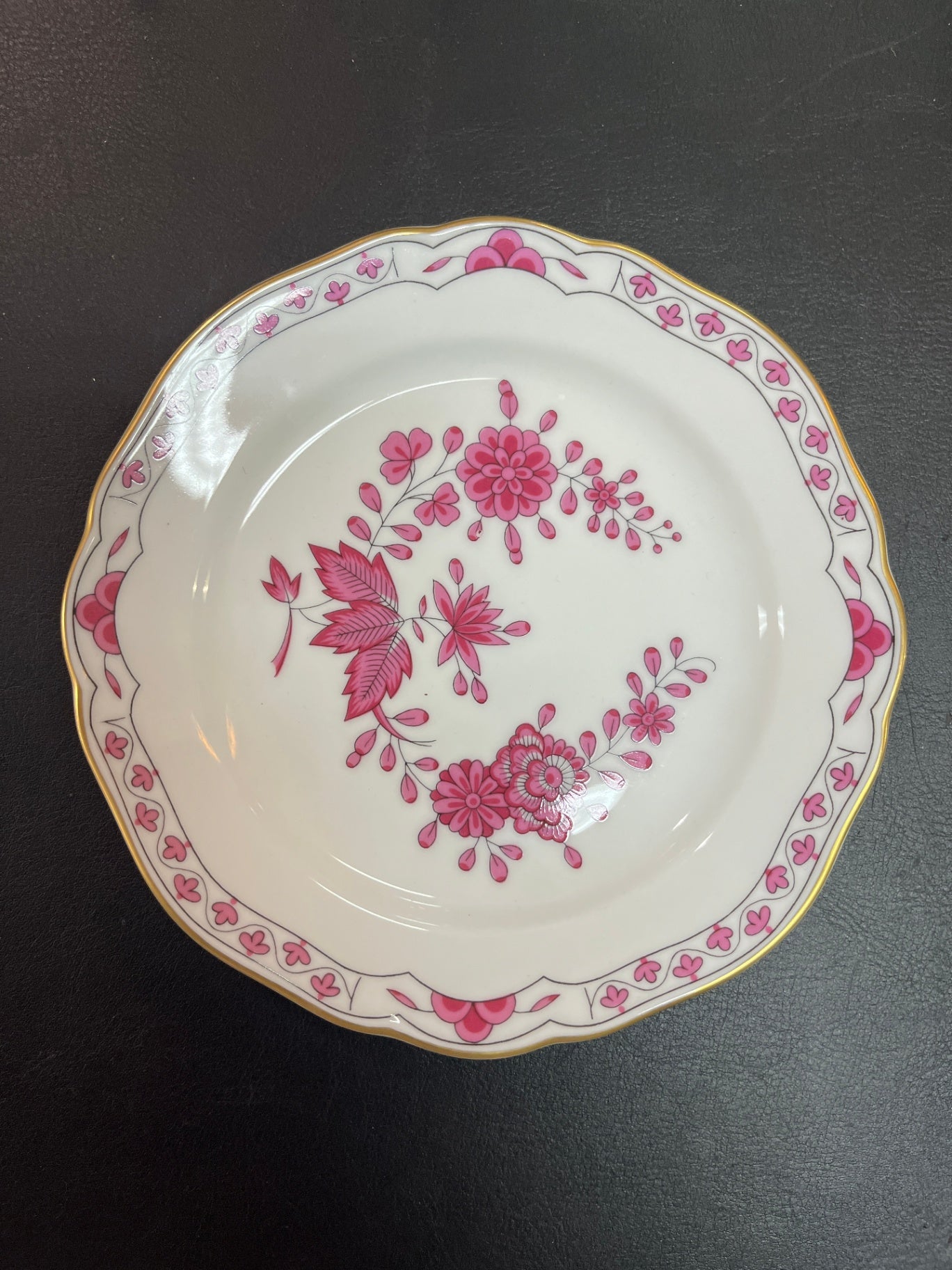 Hutschenreuther Porzellan Teller rosa Blumendekor Goldrand 15 cm