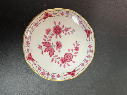 Hutschenreuther Untertasse rosa Blumendekor Goldrand Porzellan 10,5 cm