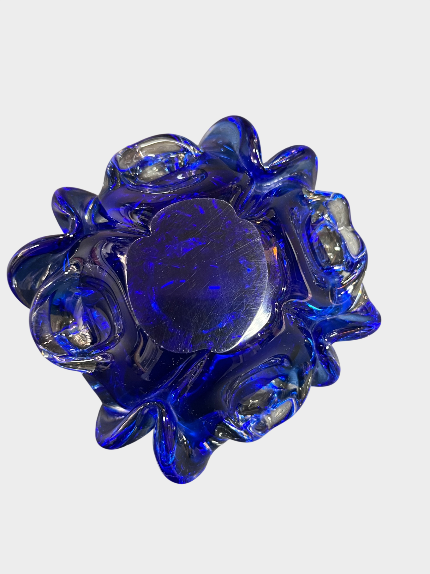 Vintage Glas Schale massiv geschwungen 