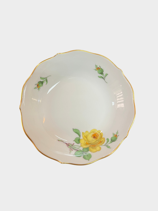 Meissen Porzellan Schale Gelbe Rose Goldrand ca. 11 cm
