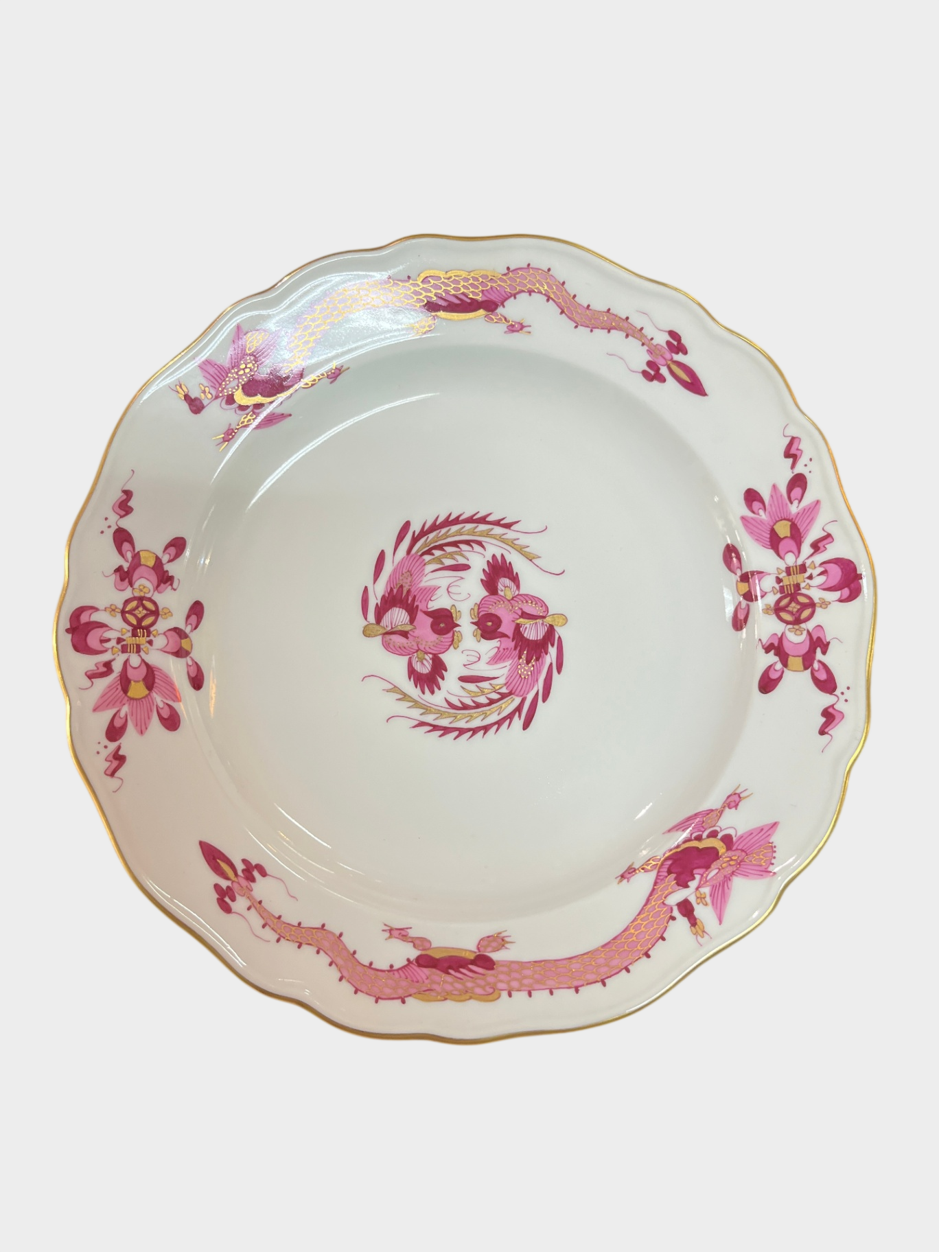 Meissen Porzellan Schale Teller Rot Drache 18 cm