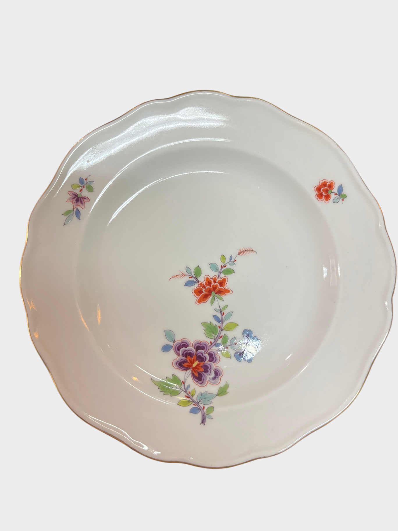 Meissen Porzellan Schale Blumendekor Goldrand 16 cm
