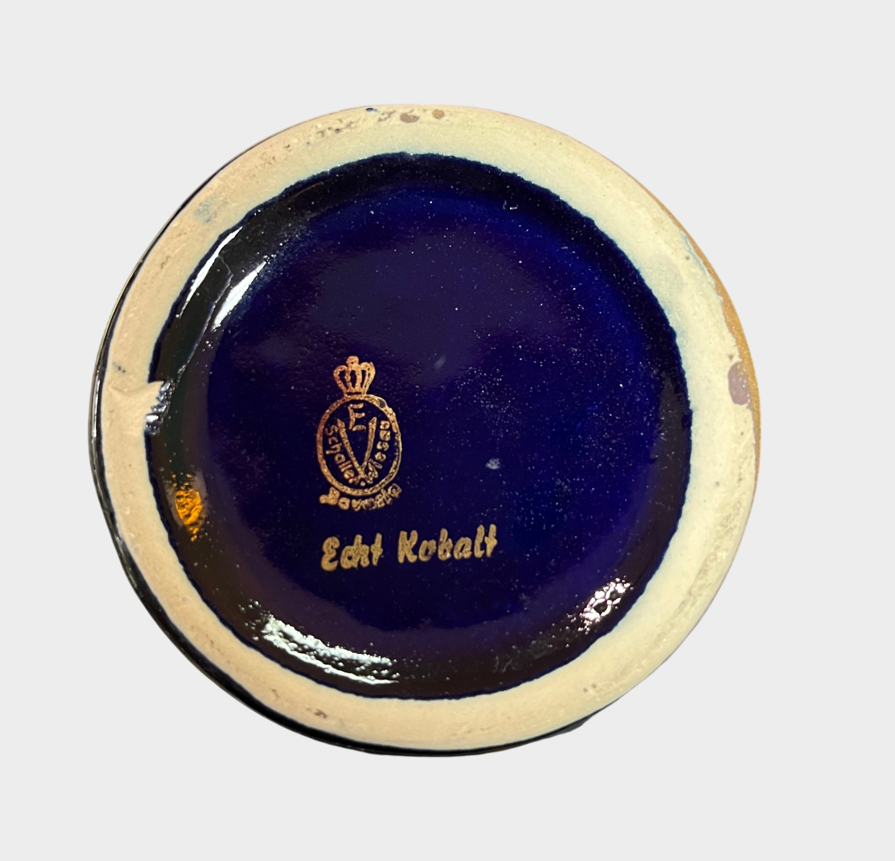 Echt Kobalt Bavaria Porzellanvase Golddekor Blumen ca. 21 cm