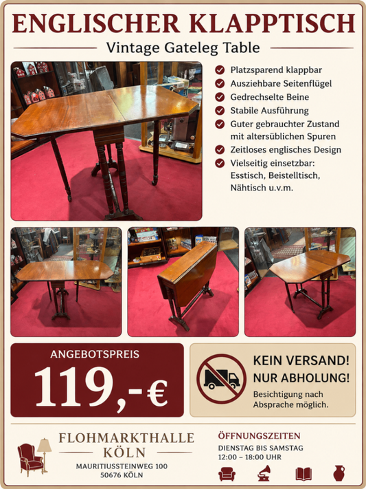 Englischer Klapptisch Gateleg Table Beistelltisch Vintage Holz