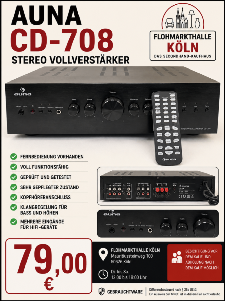 Auna CD-708 Stereo Vollverstärker Verstärker schwarz mit Fernbedienung