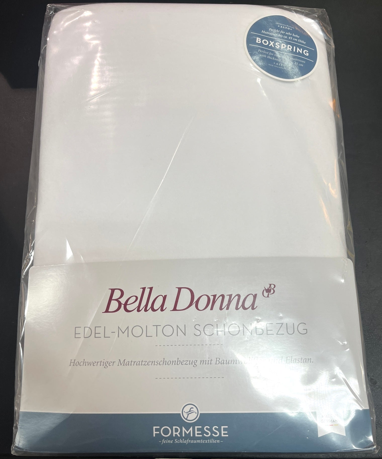 NEU Bella Donna Edel-Molton Schonbezug Boxspring 90x190–100x220 cm Weiß 