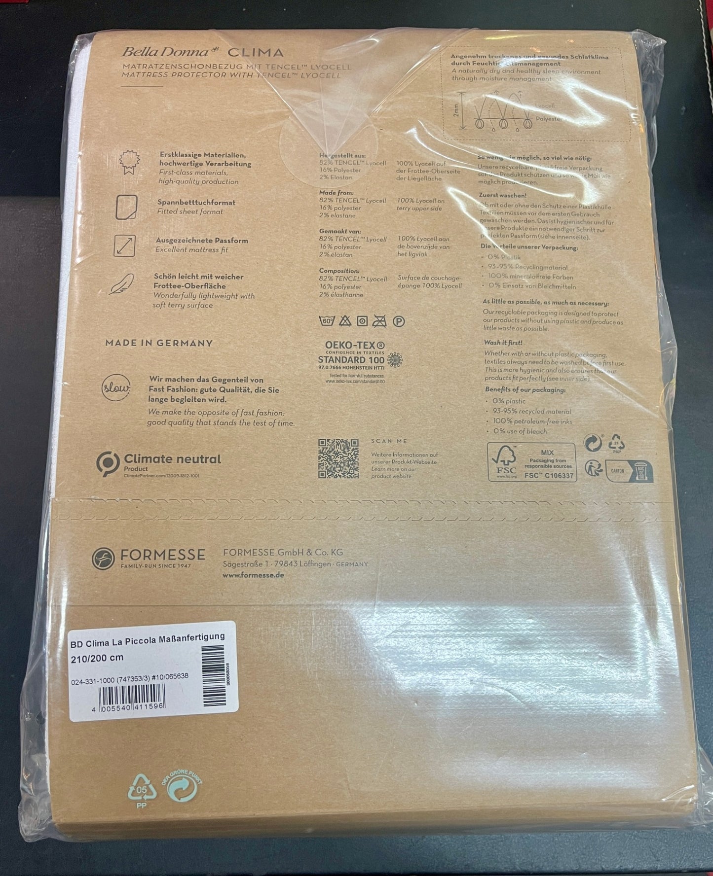 NEU Formesse Bella Donna Clima Topperbezug 200x210 cm Weiß Tencel Lyocell