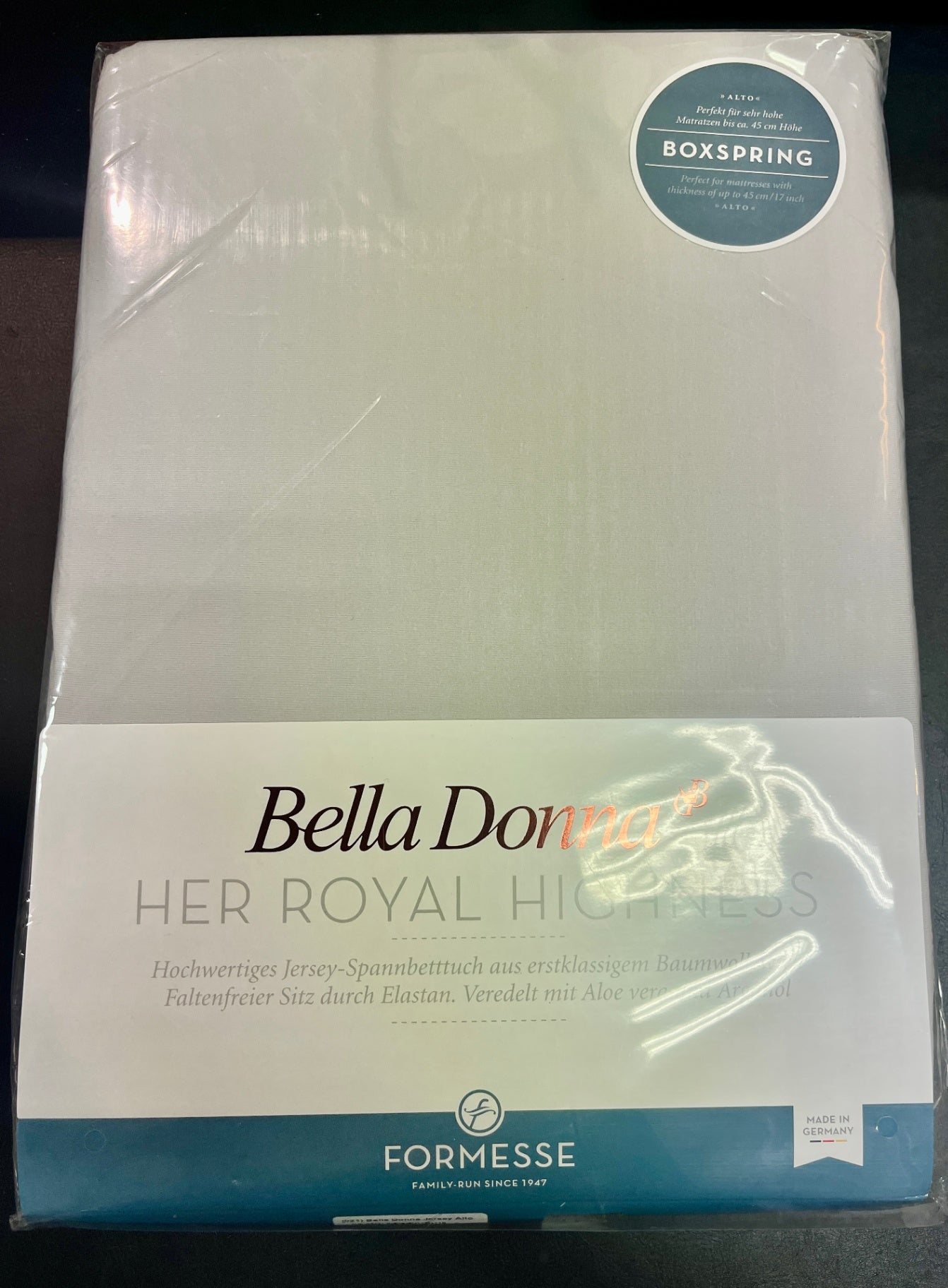 NEU Formesse Bella Donna Alto Boxspring Spannbettlaken 0700 Nebelgrau 90x190-100x220