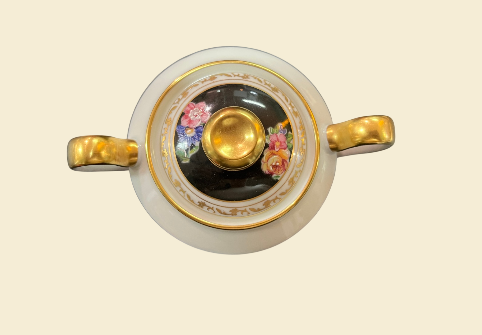Royal Limoges Kaffeeservice Or en Relief Golddekor Blumen 21 Teile 1 Tasse geklebt