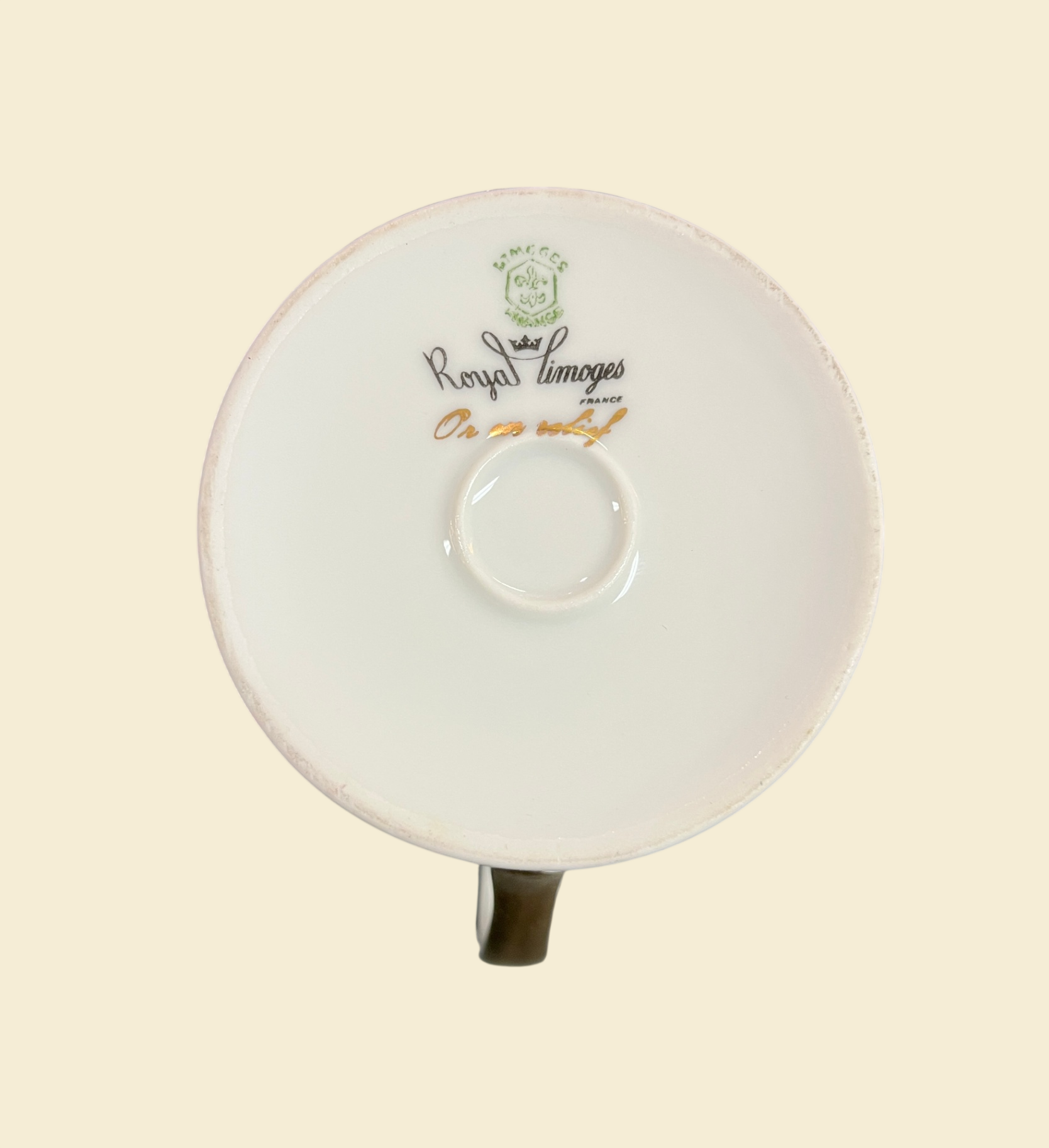 Royal Limoges Kaffeeservice Or en Relief Golddekor Blumen 21 Teile 1 Tasse geklebt