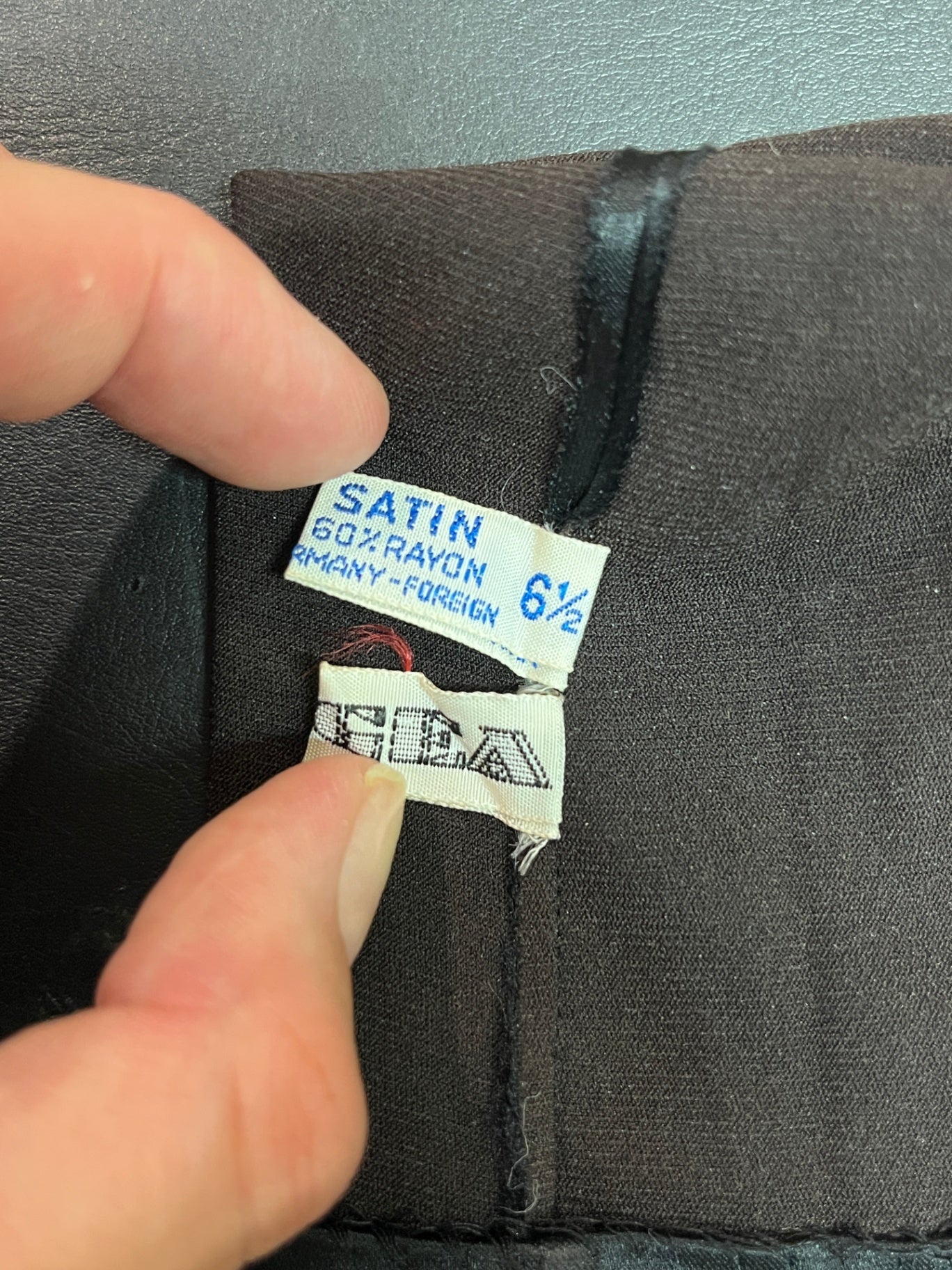 EGA Vintage Satin Damenhandschuhe Schwarz Lang Gr 6½ West Germany