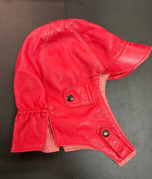Cabriokappe Leder Rot Fliegerkappe Schirmkappe Vintage