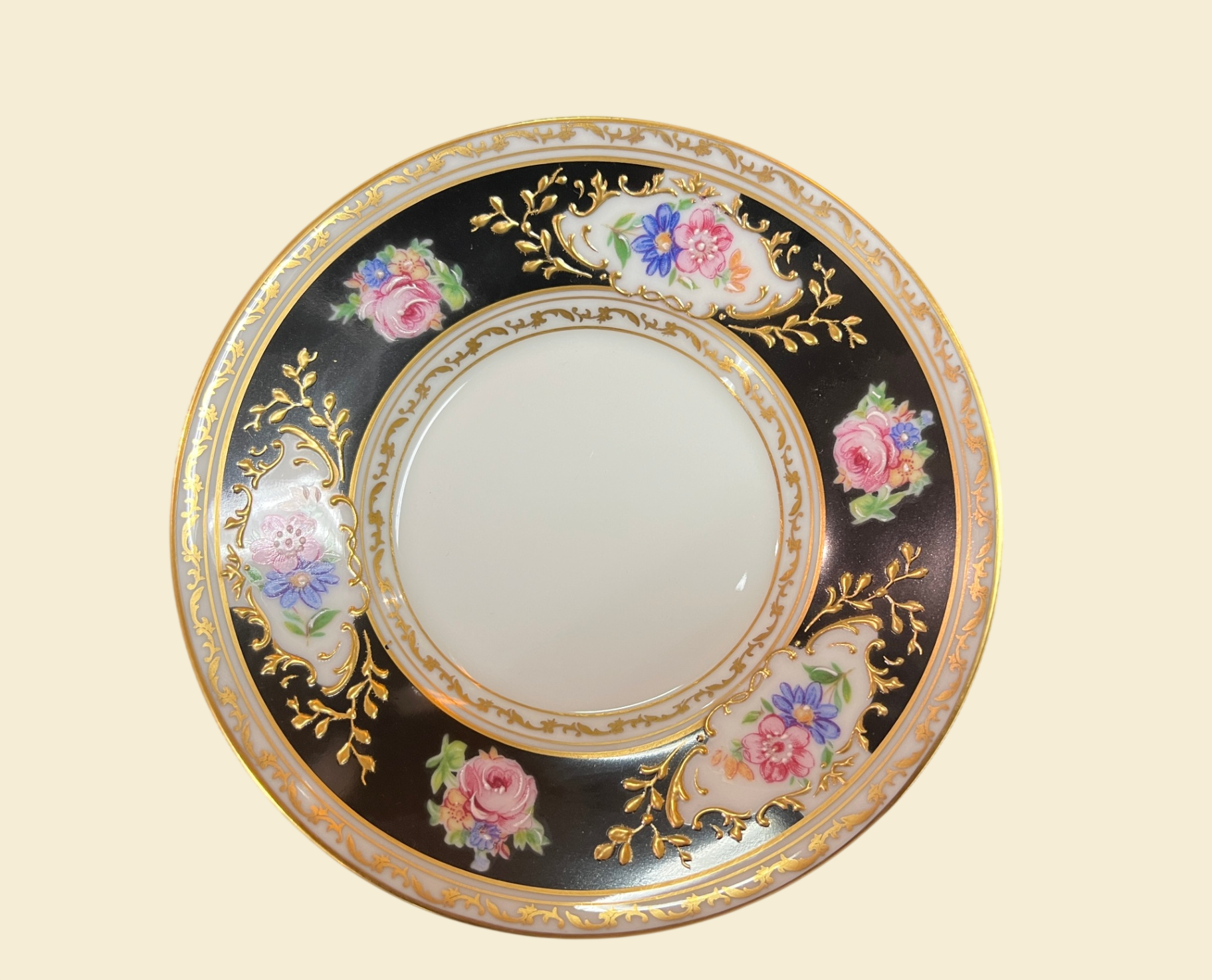Royal Limoges Kaffeeservice Or en Relief Golddekor Blumen 21 Teile 1 Tasse geklebt
