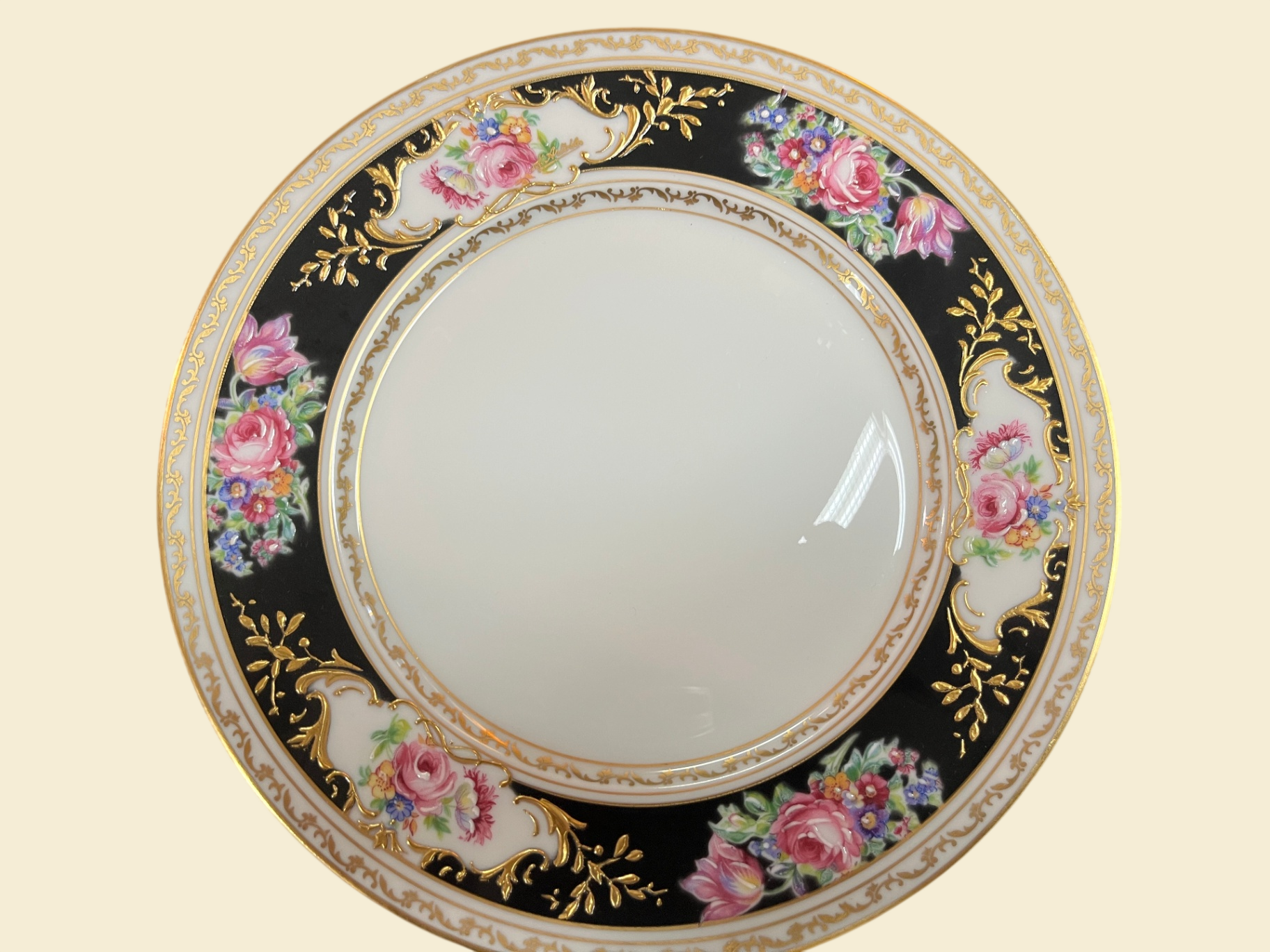 Royal Limoges Kaffeeservice Or en Relief Golddekor Blumen 21 Teile 1 Tasse geklebt