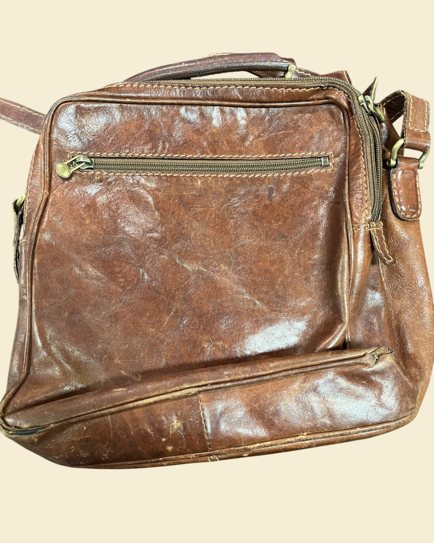 The Bridge Leder Umhängetasche Braun 28 x 30 cm Schultertasche Unisex