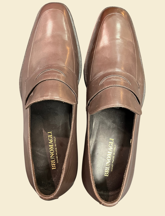 Brunomagli Herren Loafer Braun Leder Made in Italy Gr 8½ 42 42.5