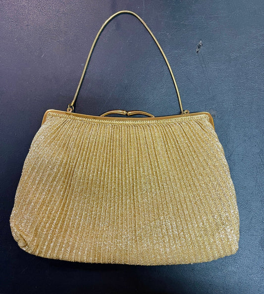 Princess Abendtasche Gold Glitzer Clutch Handtasche Metallbügel