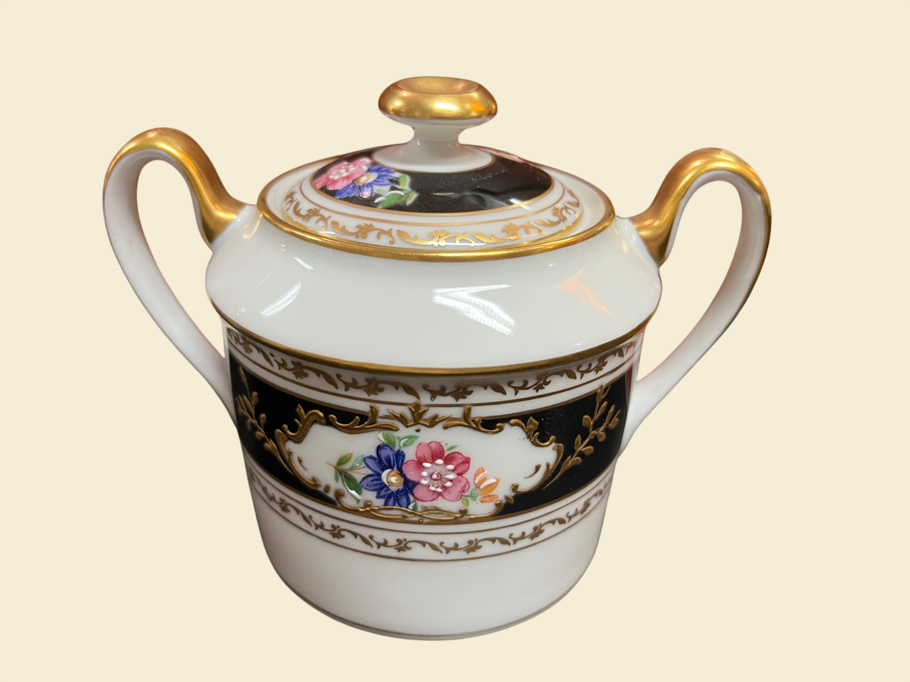Royal Limoges Kaffeeservice Or en Relief Golddekor Blumen 21 Teile 1 Tasse geklebt