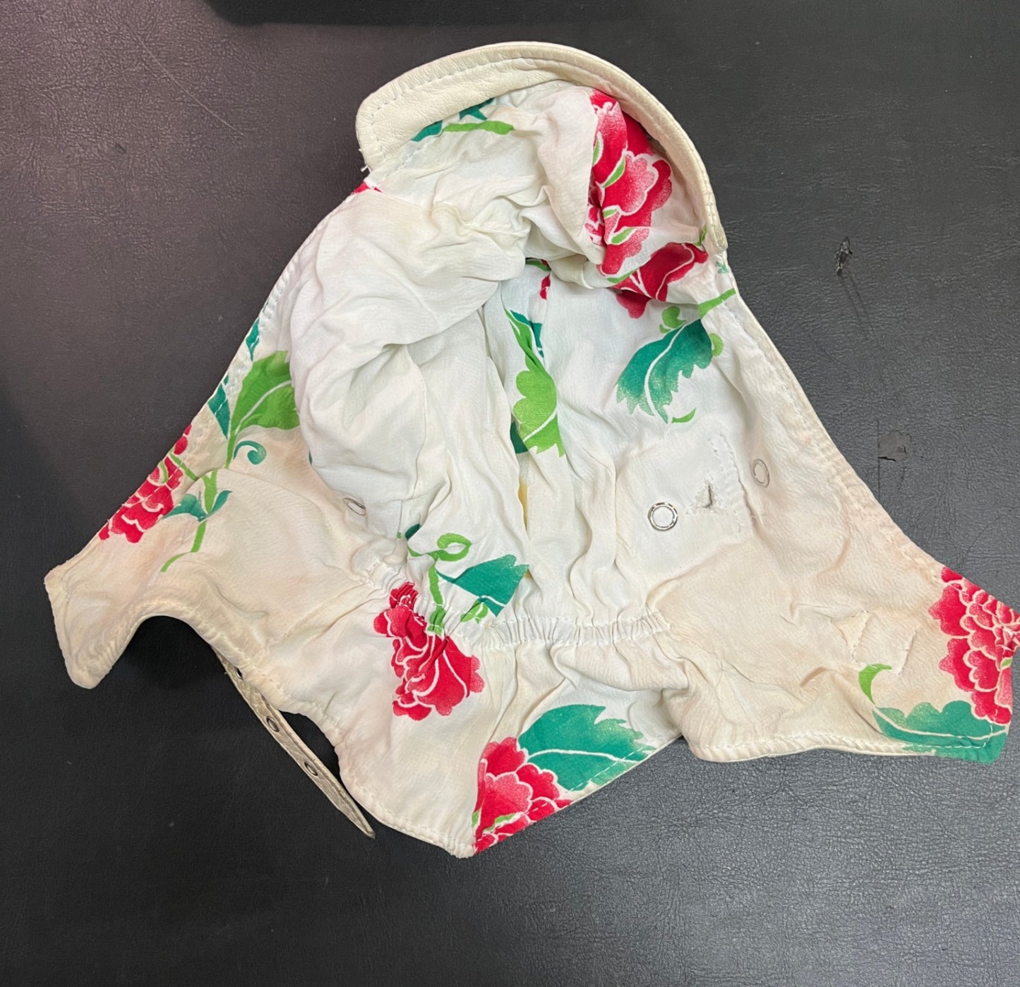Cabriokappe Leder Weiß Fliegerkappe Schirmmütze Vintage