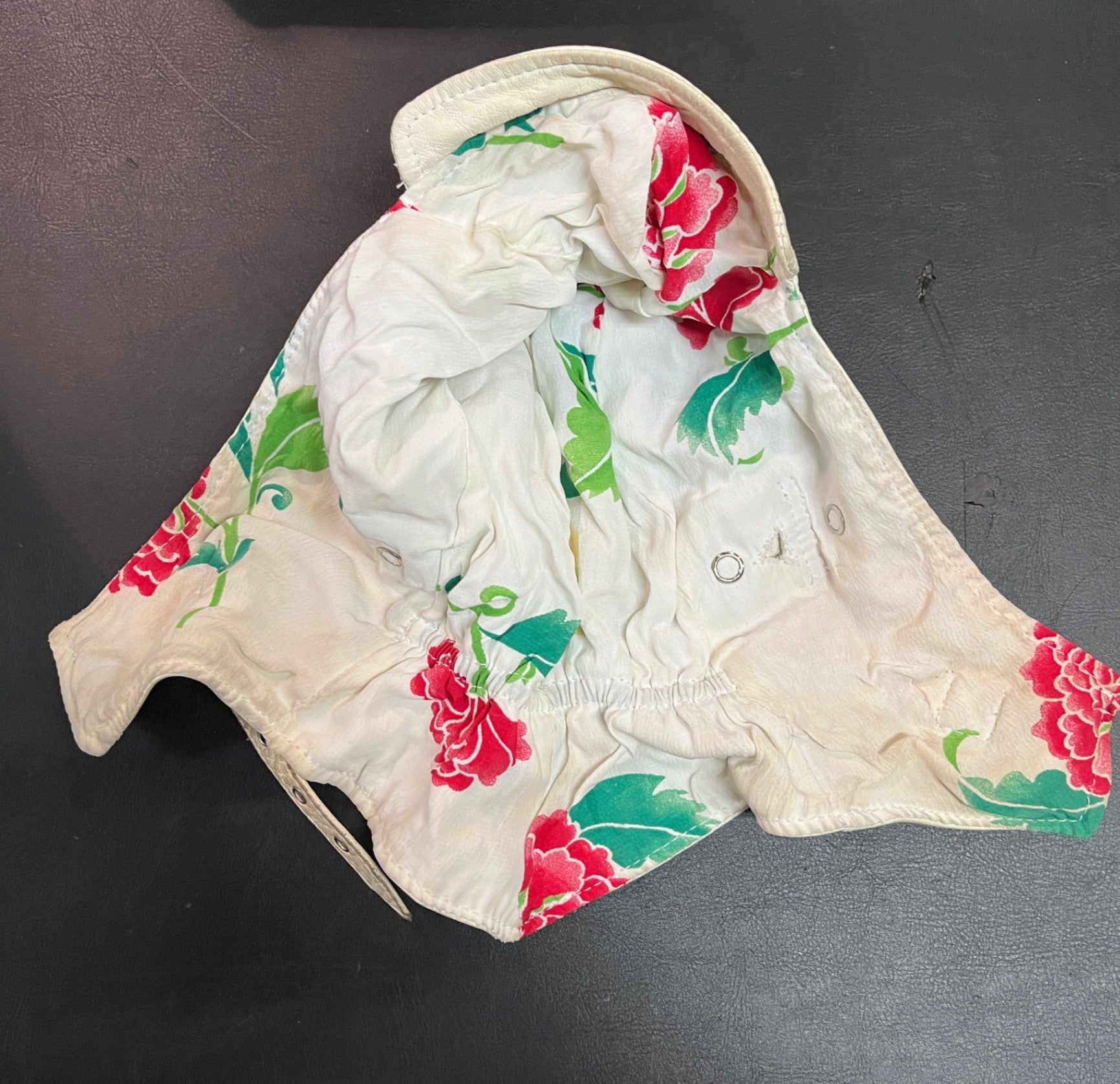 Cabriokappe Leder Weiß Fliegerkappe Schirmmütze Vintage