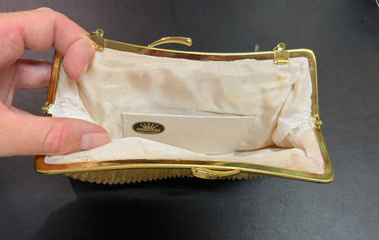 Princess Abendtasche Gold Glitzer Clutch Handtasche Metallbügel