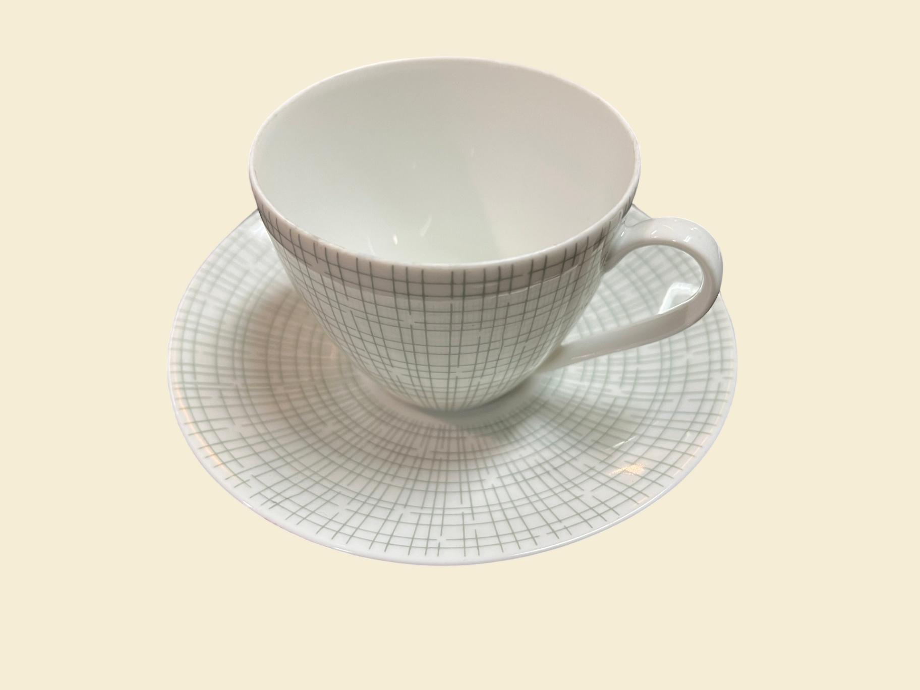 Arzberg Form 2025 Bastdekor Heinrich Löffelhardt Tasse Untertasse fleckig
