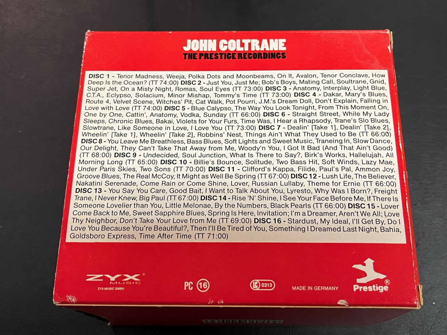 John Coltrane The Prestige Recordings 16 CD Box Set ZYX Music Jazz