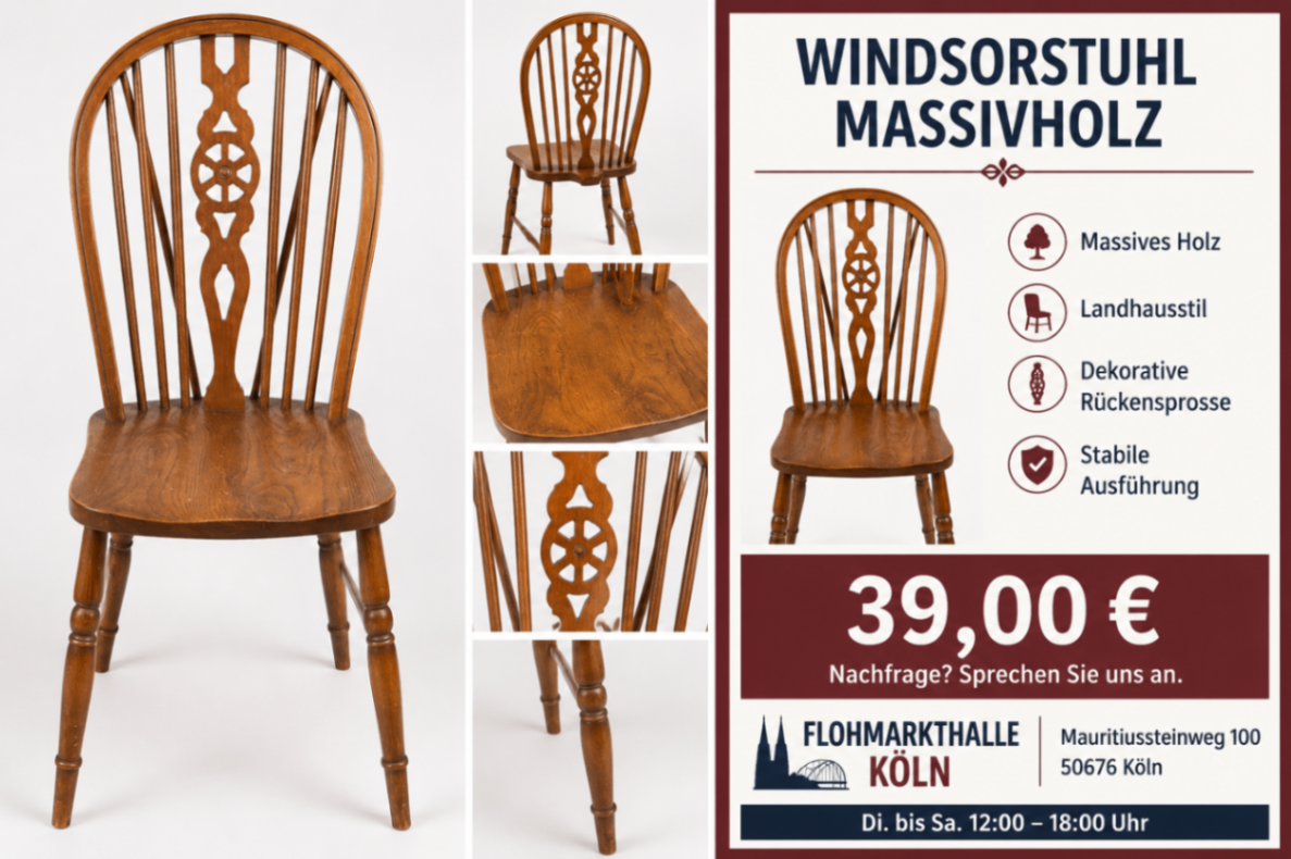 Windsorstuhl Massivholz Landhausstuhl Holzstuhl Vintage Esszimmerstuhl