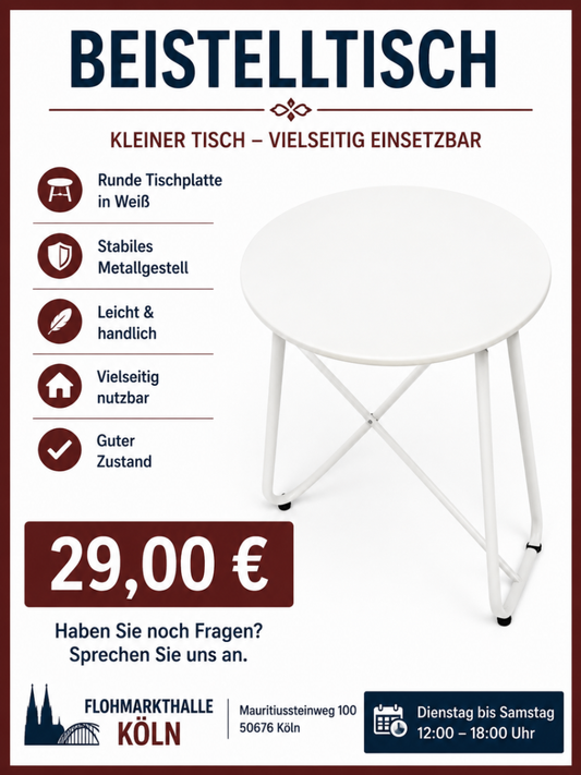 Kleiner Beistelltisch weiß Metall